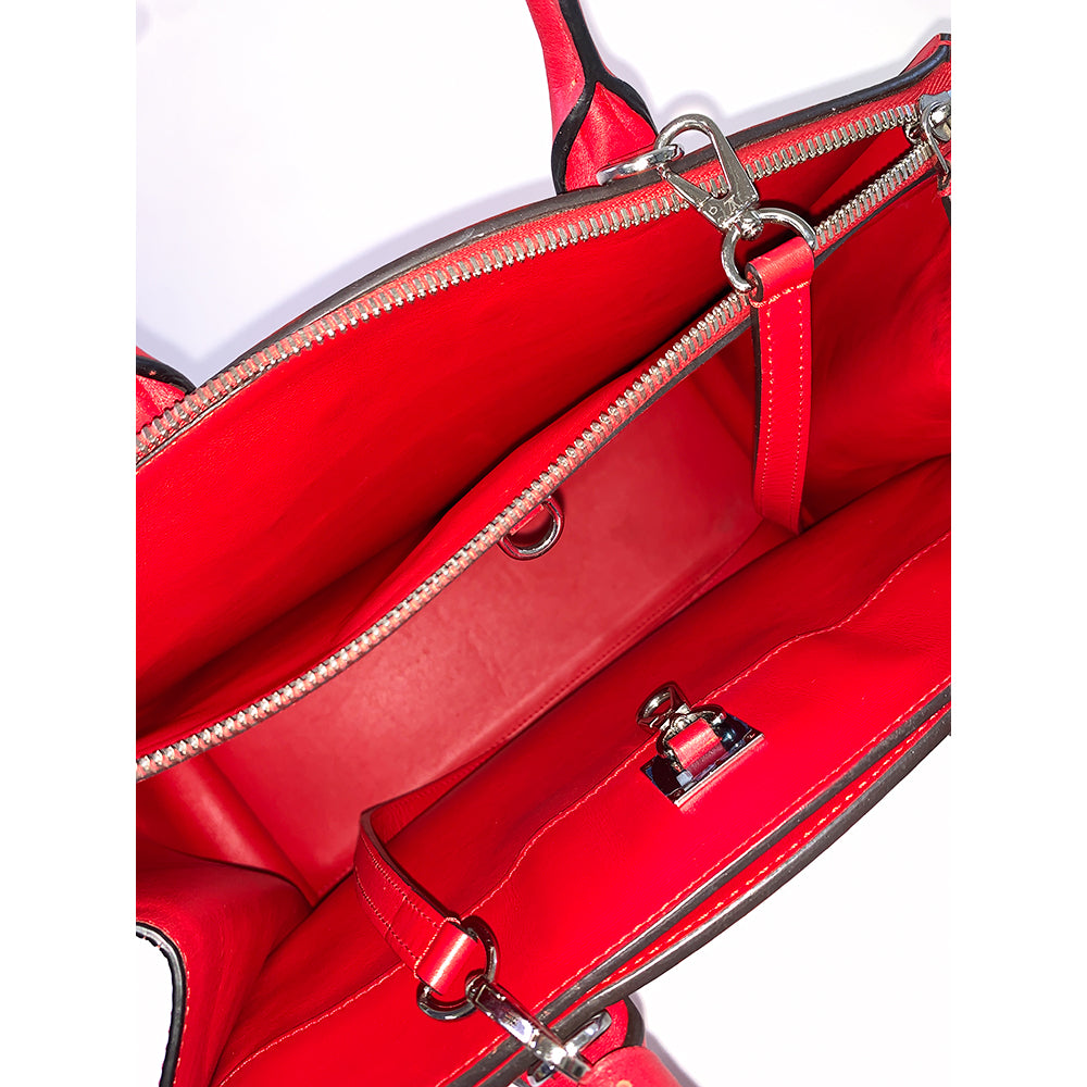 LOUIS VUITTON City Streamer MM, Red, Calf Leather, Silver Hardware