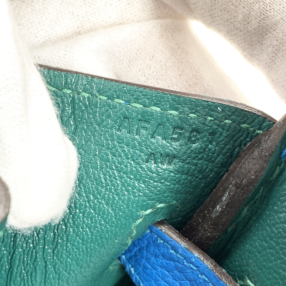 HERMES Birkin 30cm, Blue, Togo Leather, Palladium Hardware