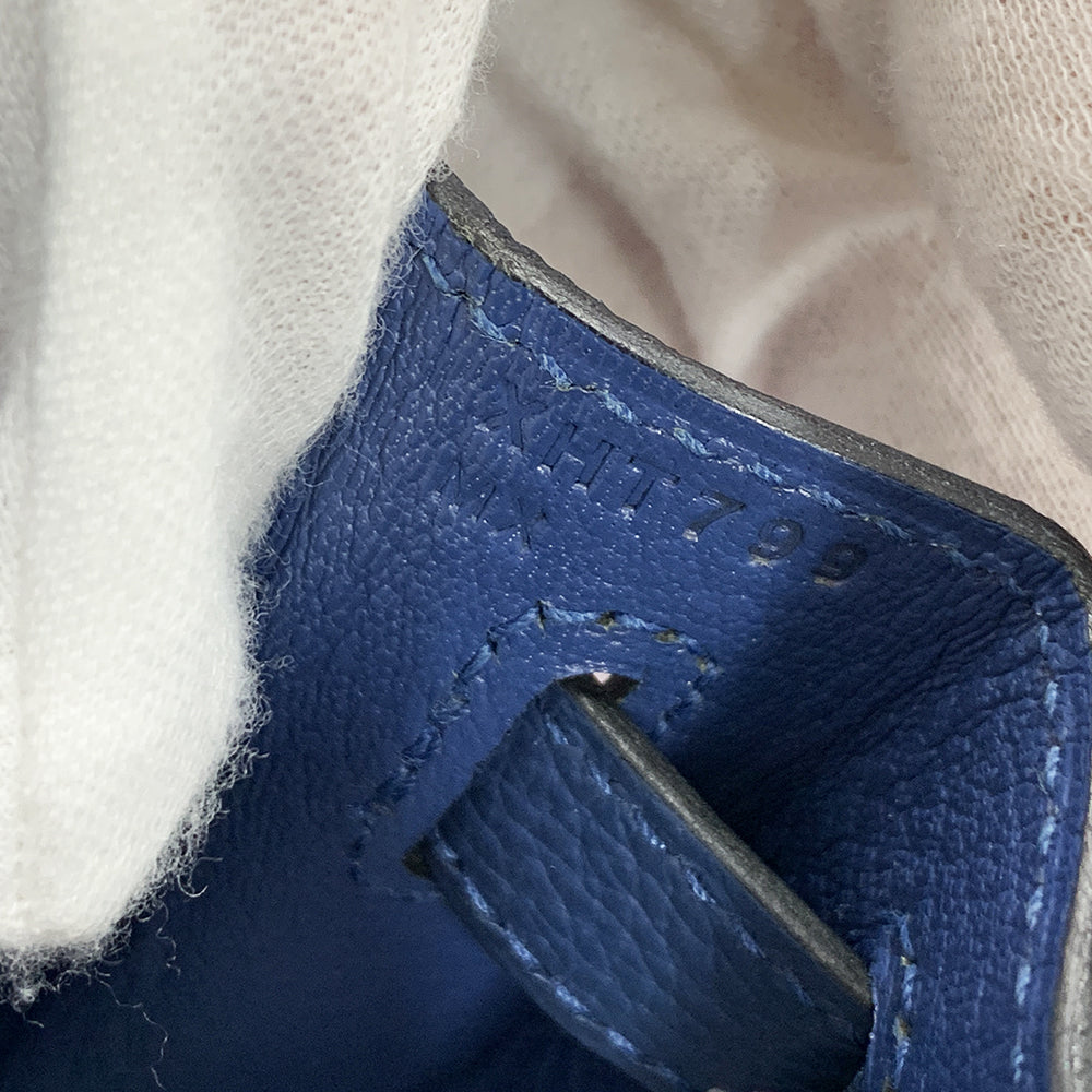 HERMES Kelly 28cm, Navy Blue, Togo Leather, Palladium Hardware