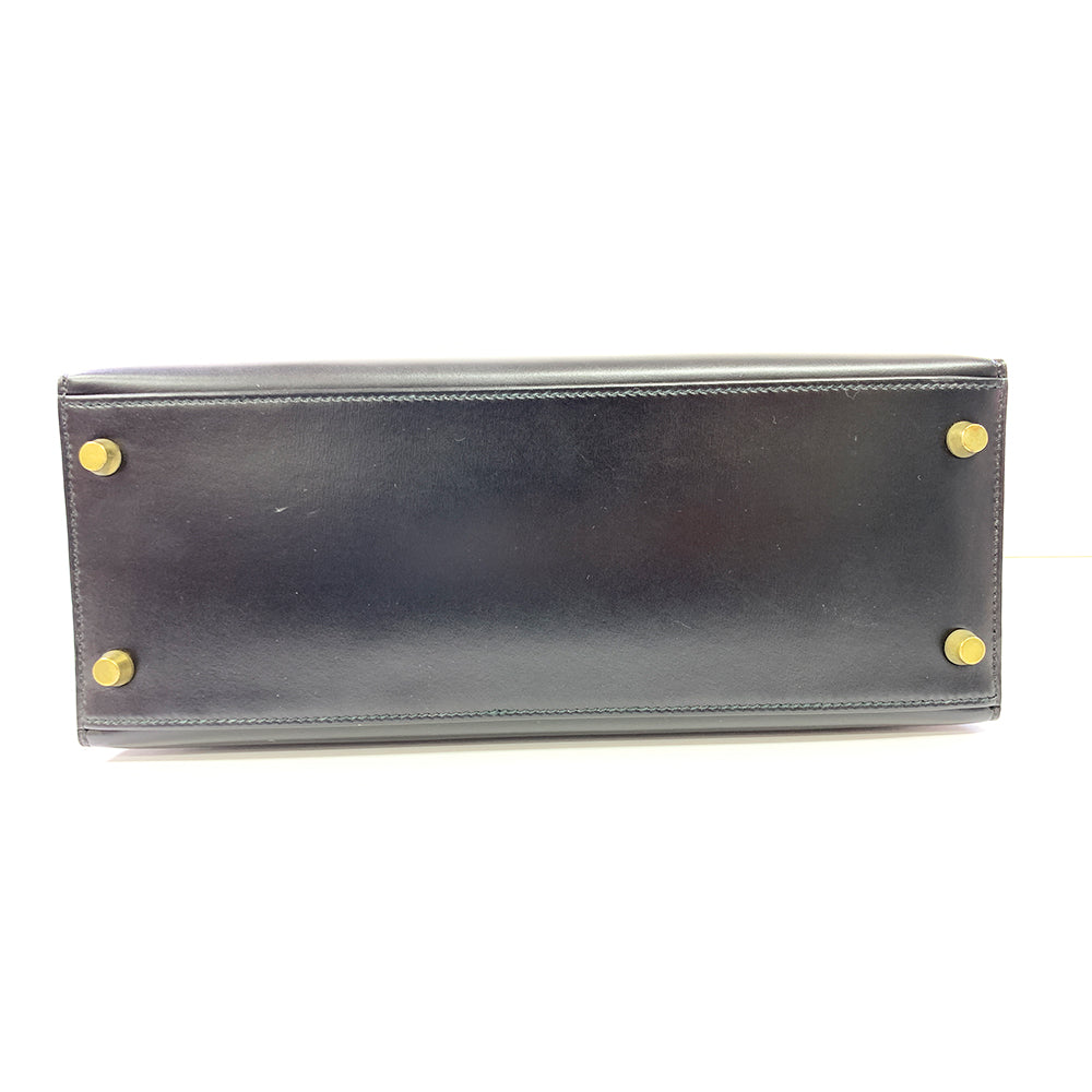 HERMES Kelly 28cm, Black, Calf Leather, Gold Hardware