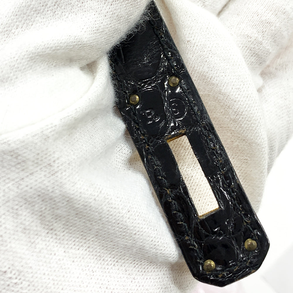 HERMES Kelly 28cm, Black, Porosas Leather, Gold Hardware