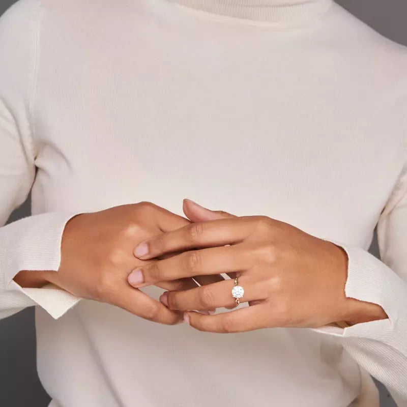 14k Gold Lab Diamond Vine Inspired Engagement Ring