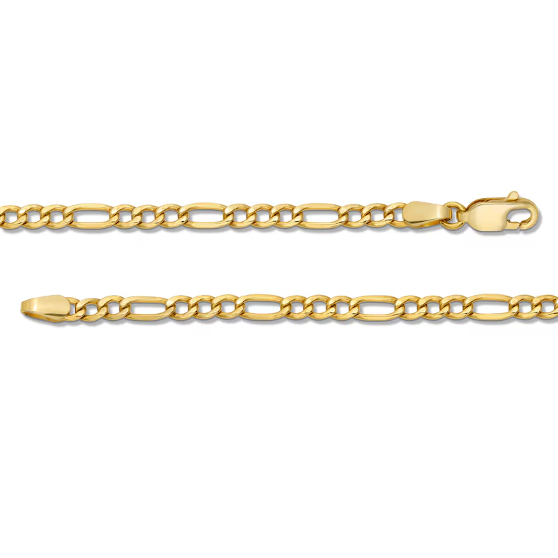 14k Gold 3.2 mm Diamond-Cut Hollow Figaro Chain Necklace