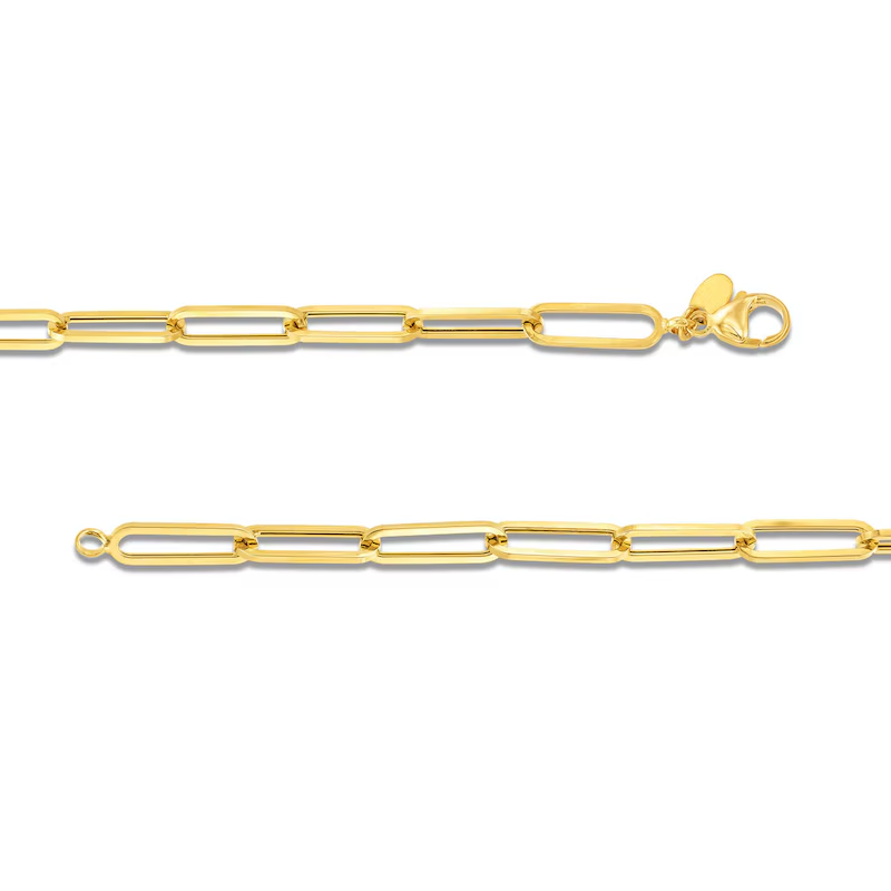 14k Gold 5.6mm Hollow Paper Clip Chain Necklace