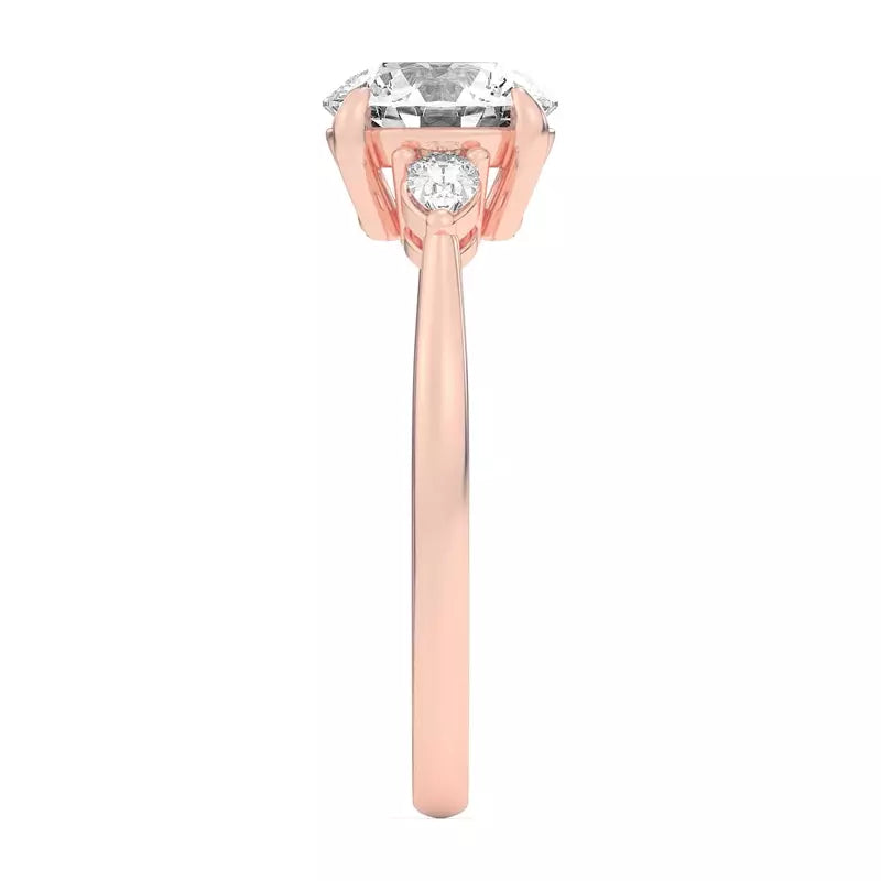 14k Gold Lab Diamond Pear Diamond 3 Stone Engagement Ring