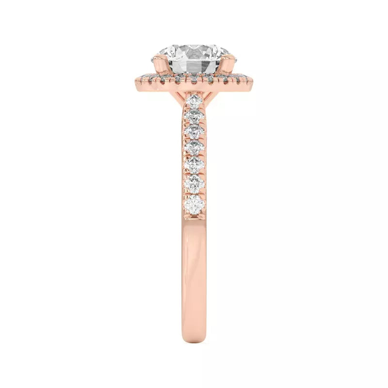 14k Gold Lab Diamond Classic Pave Cathedral Halo Engagement Ring