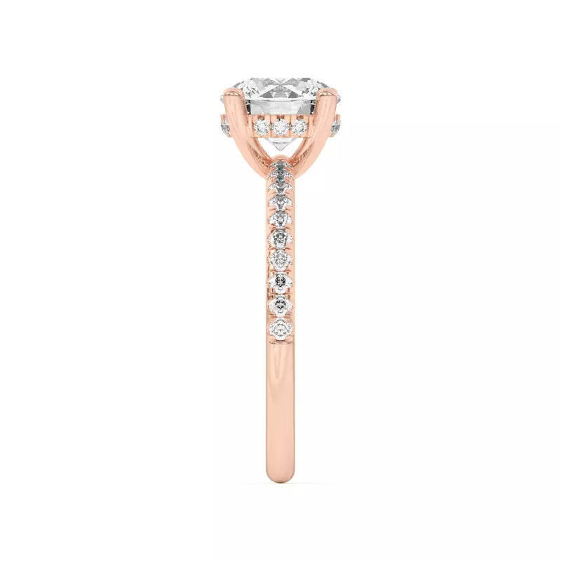 14k Gold Lab Diamond Pave Hidden Halo Solitaire Ring