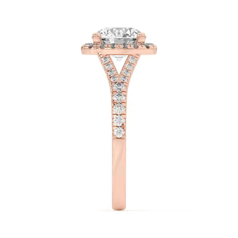 14k Gold Lab Diamond Halo Engagement Ring