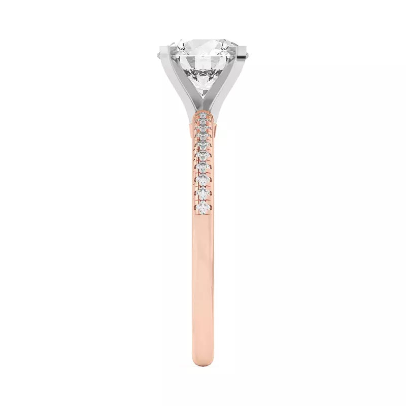 14k Gold Lab Diamond Petite Pave Engagement Ring