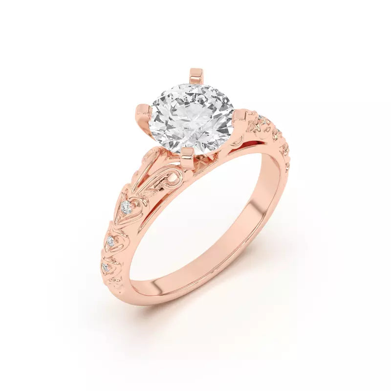 14k Gold Lab Diamond Graduated Pave Engagement Ring