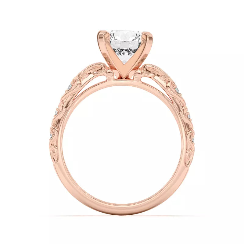 14k Gold Lab Diamond Graduated Pave Engagement Ring