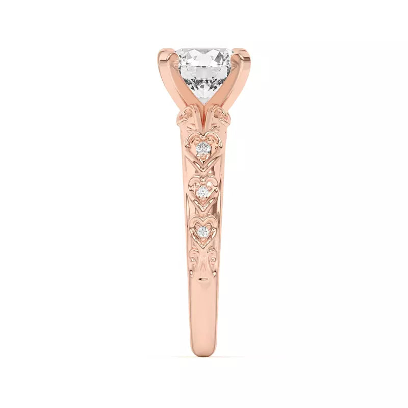 14k Gold Lab Diamond Graduated Pave Engagement Ring