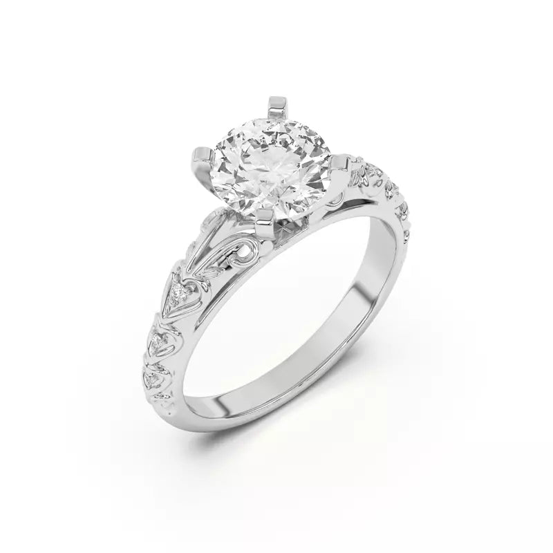 14k Gold Lab Diamond Graduated Pave Engagement Ring