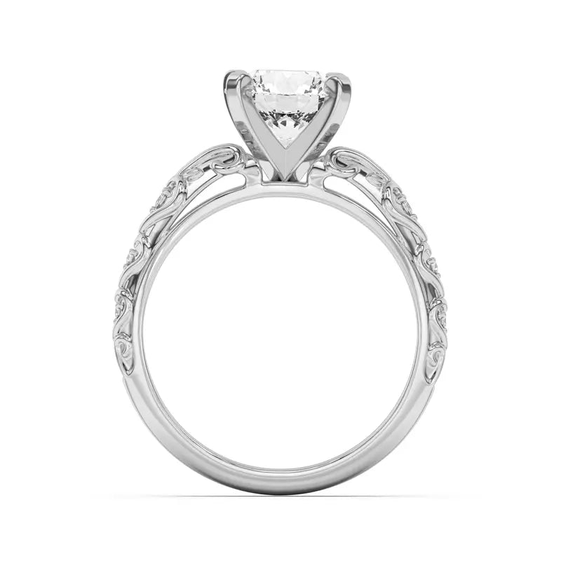 14k Gold Lab Diamond Graduated Pave Engagement Ring
