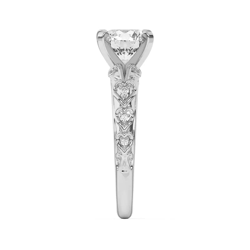 14k Gold Lab Diamond Graduated Pave Engagement Ring