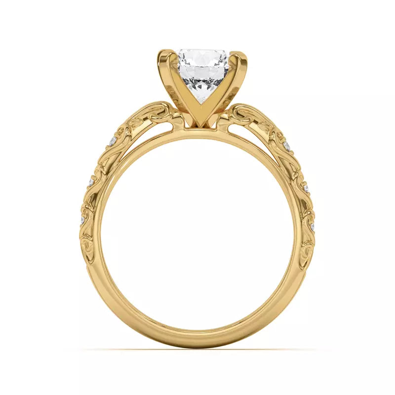 14k Gold Lab Diamond Graduated Pave Engagement Ring
