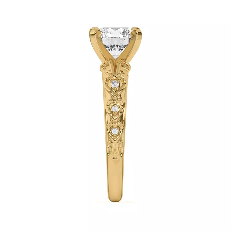 14k Gold Lab Diamond Graduated Pave Engagement Ring