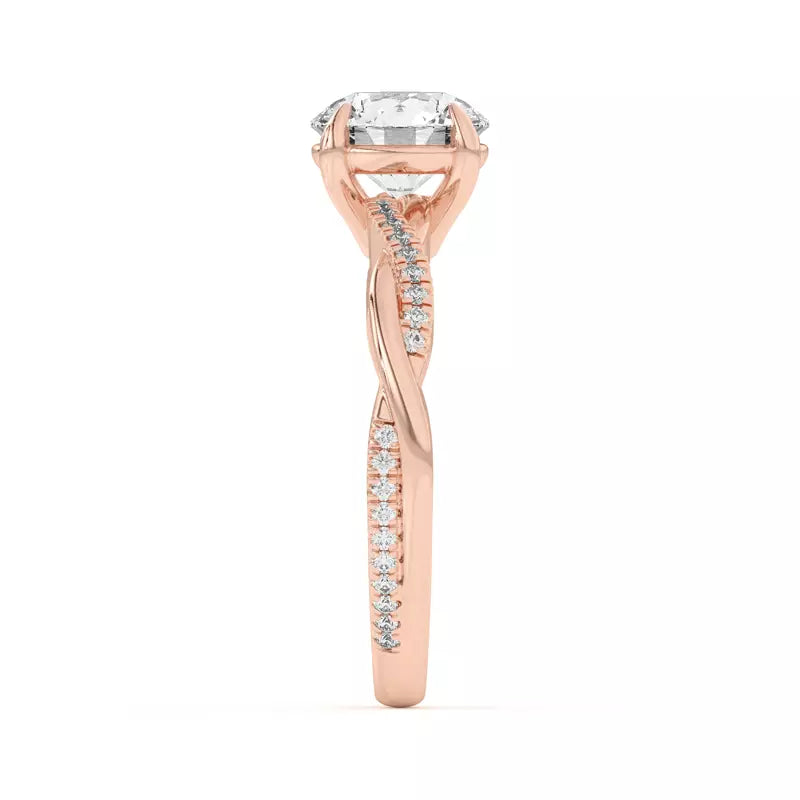 14k Gold Lab Diamond Twisted Pave Solitaire Ring