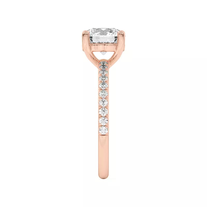 14k Gold Lab Diamond Pave Solitaire Ring-