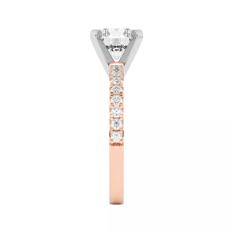 14k Gold Lab Diamond Classic Pave Engagement Ring