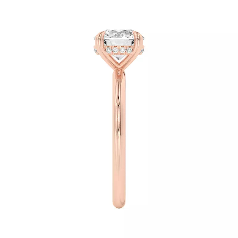 14k Gold Lab Diamond Hidden Halo Solitaire Ring