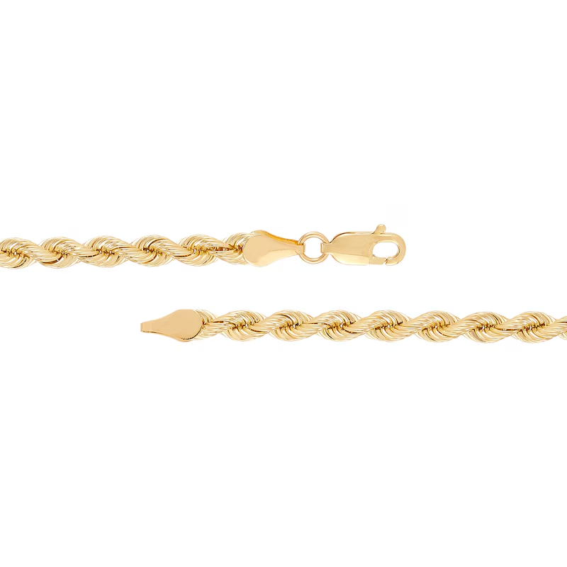14k Gold 3.7mm Hollow Silk Rope Chain Necklace
