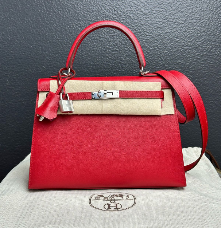 Hermes Kelly 25 Madame Rouge Piment Verso Rose