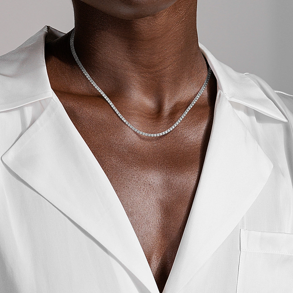 14k Gold 12 ct Lab-grown Diamond Tennis Necklace