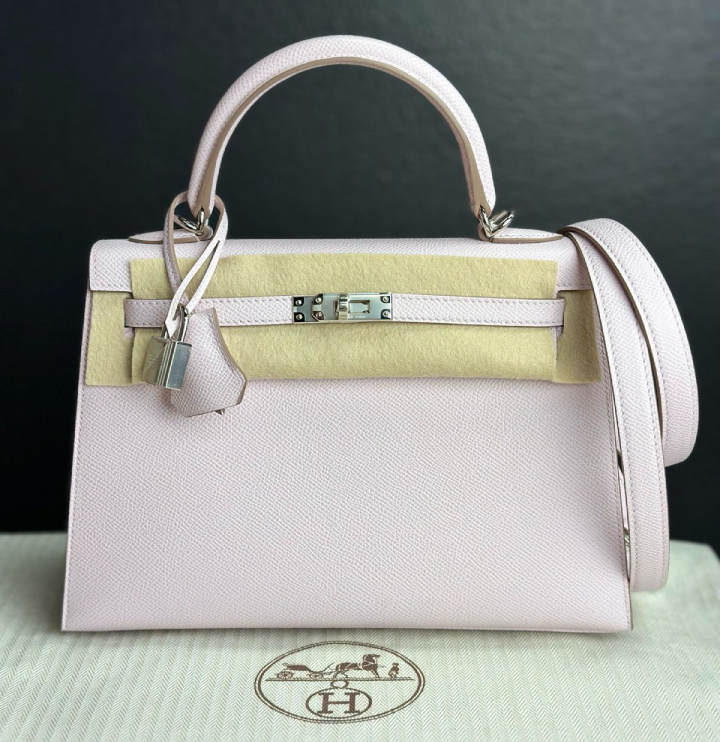 Hermes Kelly 25 Epsom Mauve Pale Palladium Hardware