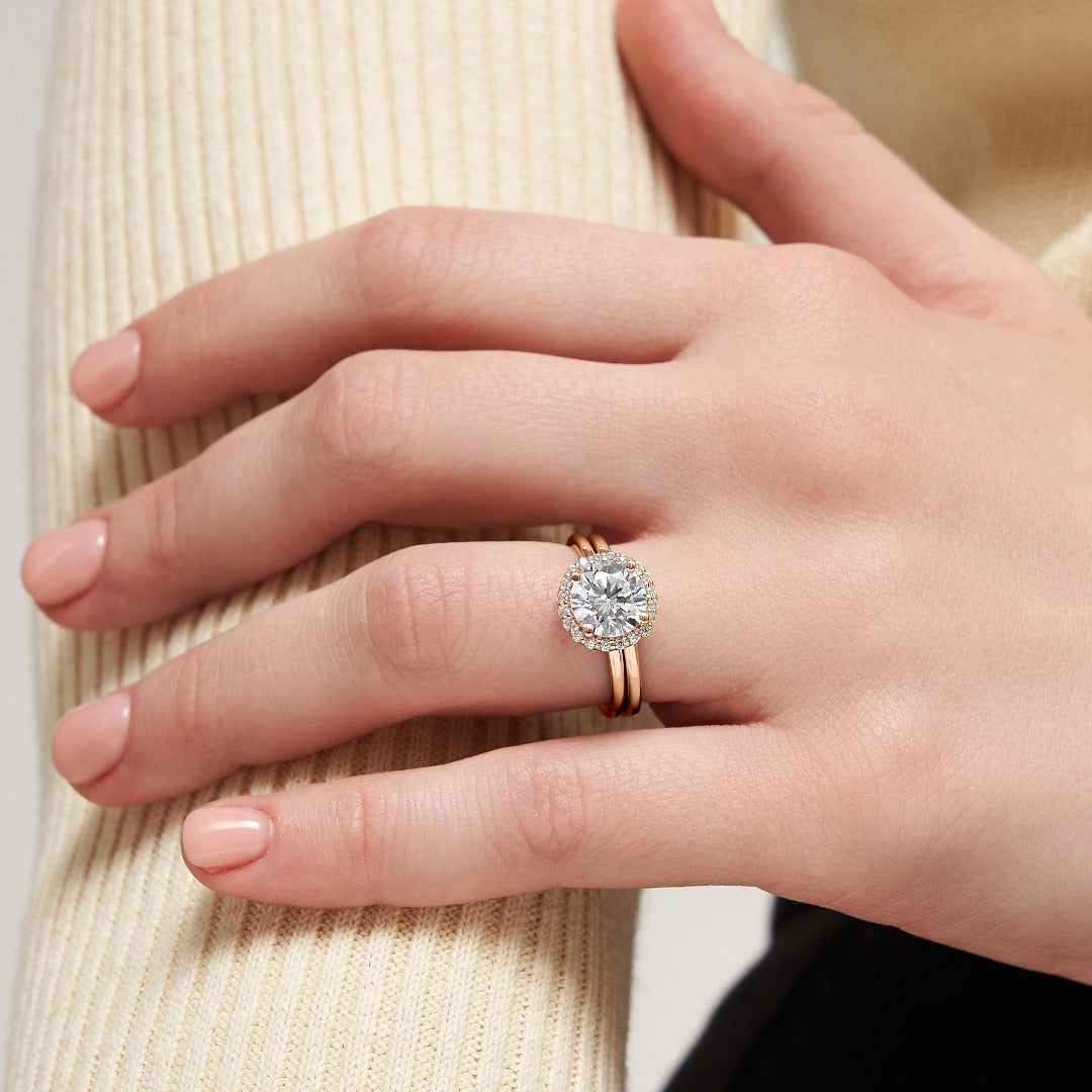 14k Gold Lab Diamond Classic Halo Engagement Ring