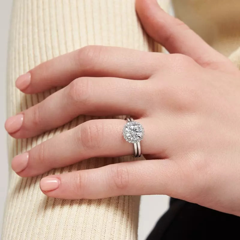 14k Gold Lab Diamond Classic Halo Engagement Ring
