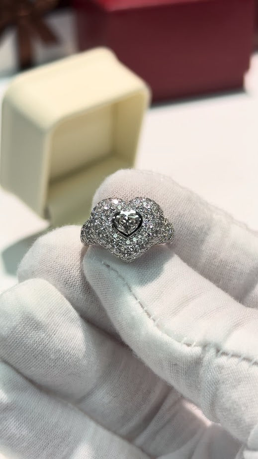 Heart Diamond 14k White Gold Ring
