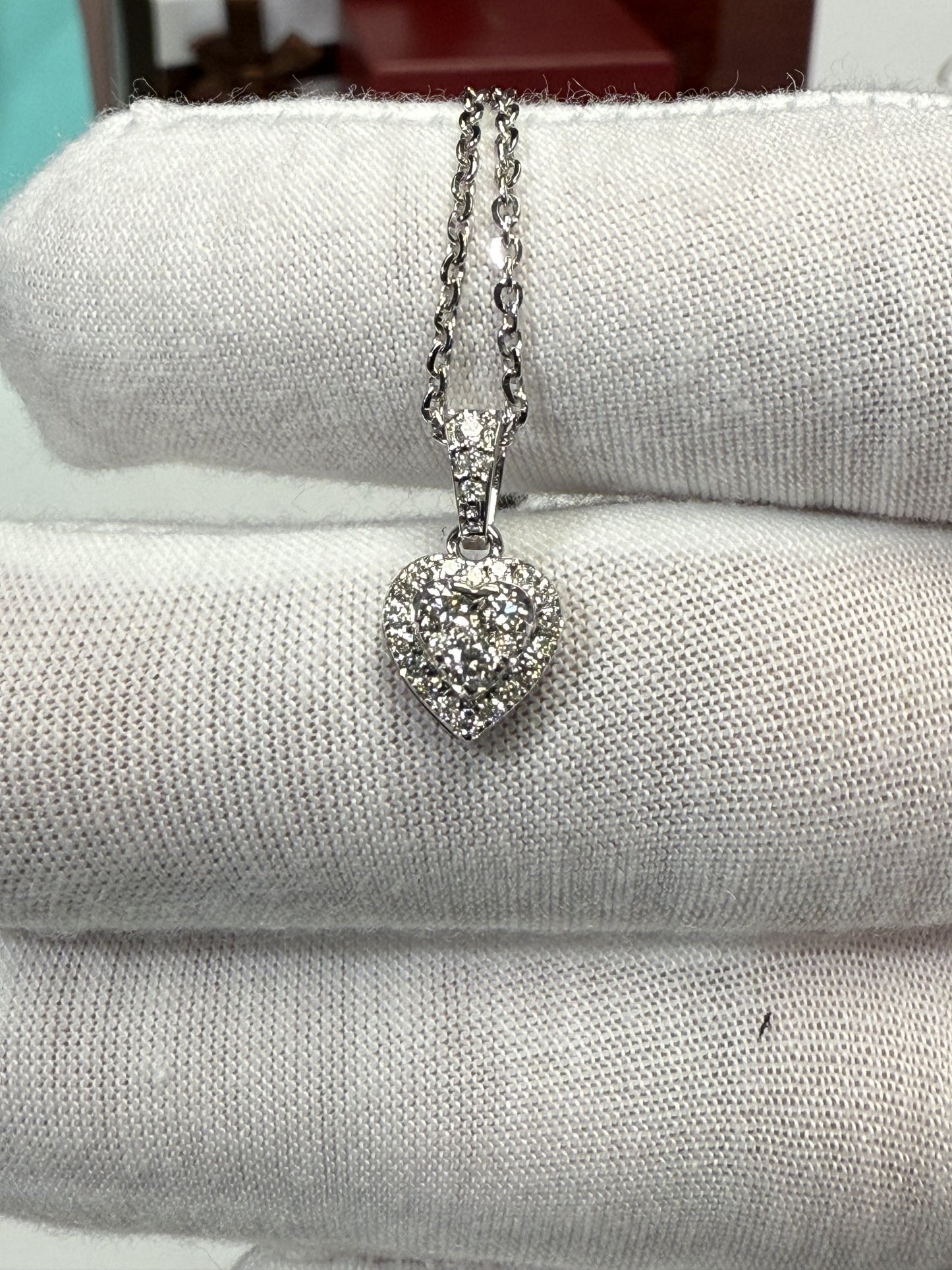 Heart Diamond Pendant 14k White Gold Necklace