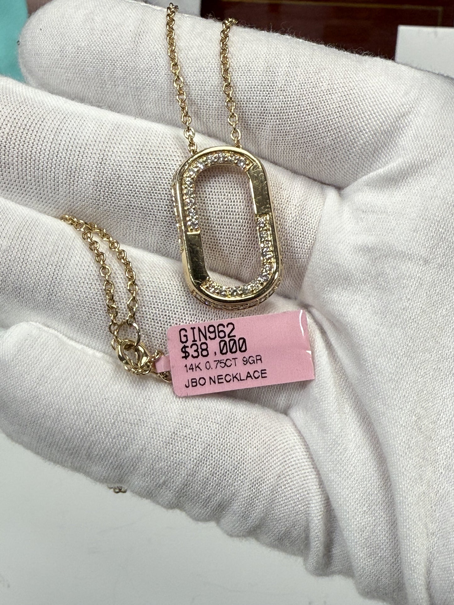 Geometric Loop Diamond 14k Yellow Gold Pendant Necklace