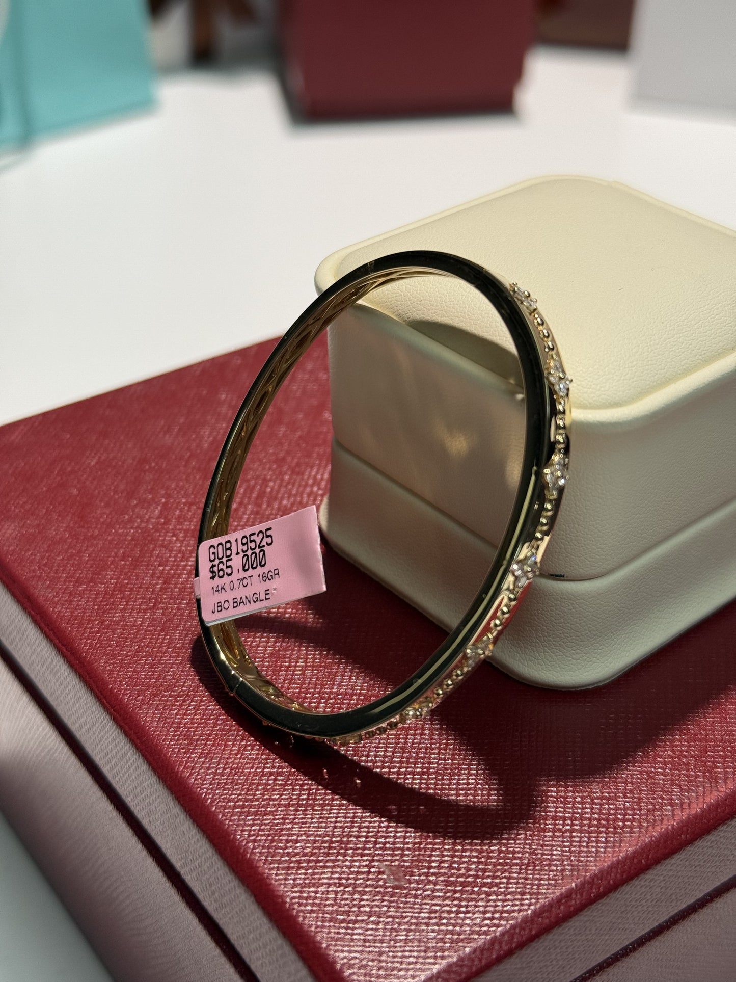 Four Petals Diamond 14k Yellow Gold Bangle