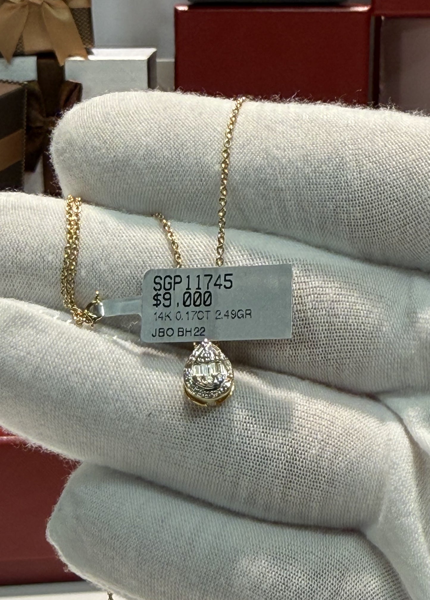 Teardrop Diamond Pendant 14k Yellow Gold Necklace