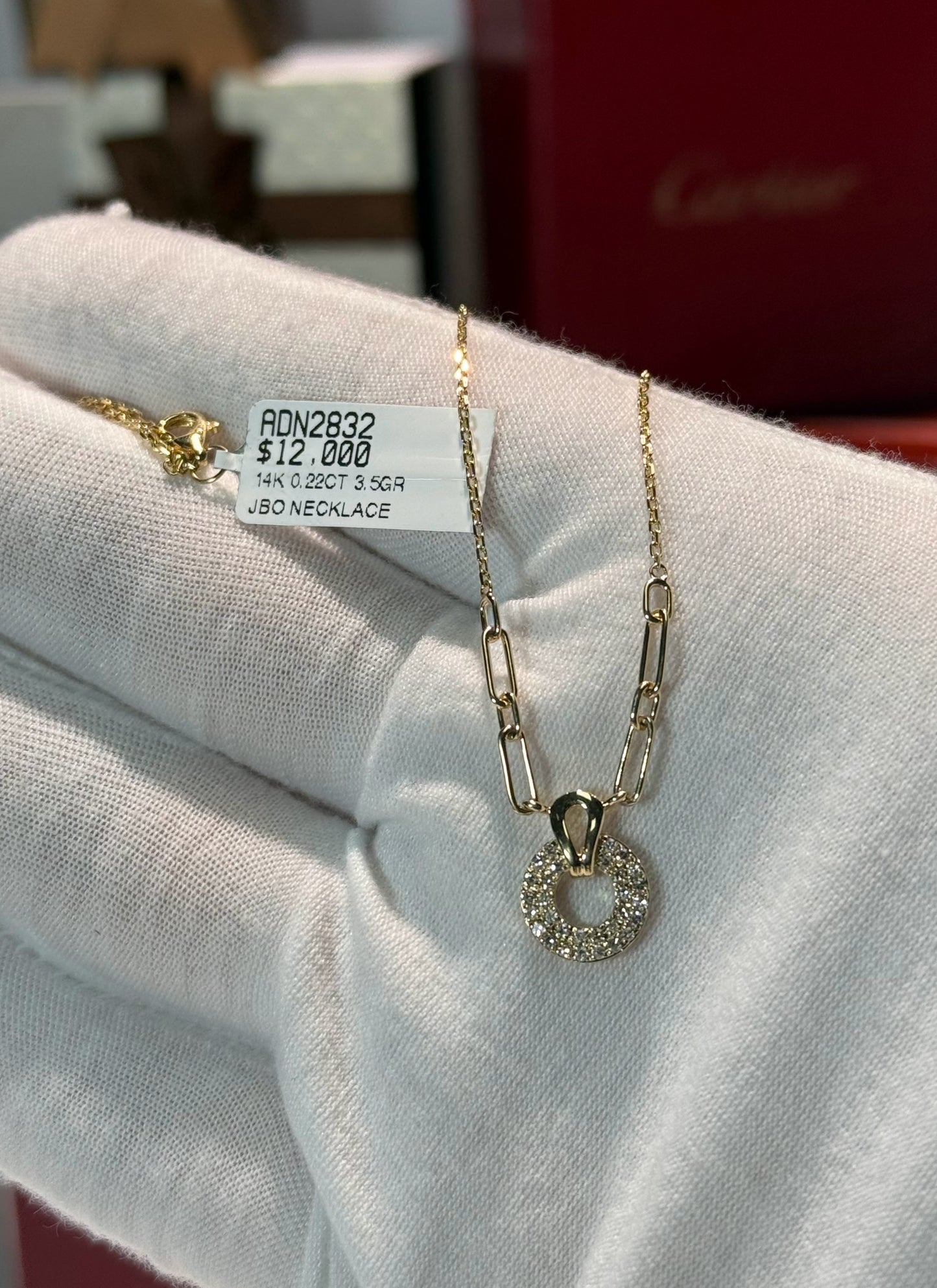Diamond Circle Pandent 14k Yellow Gold Necklace