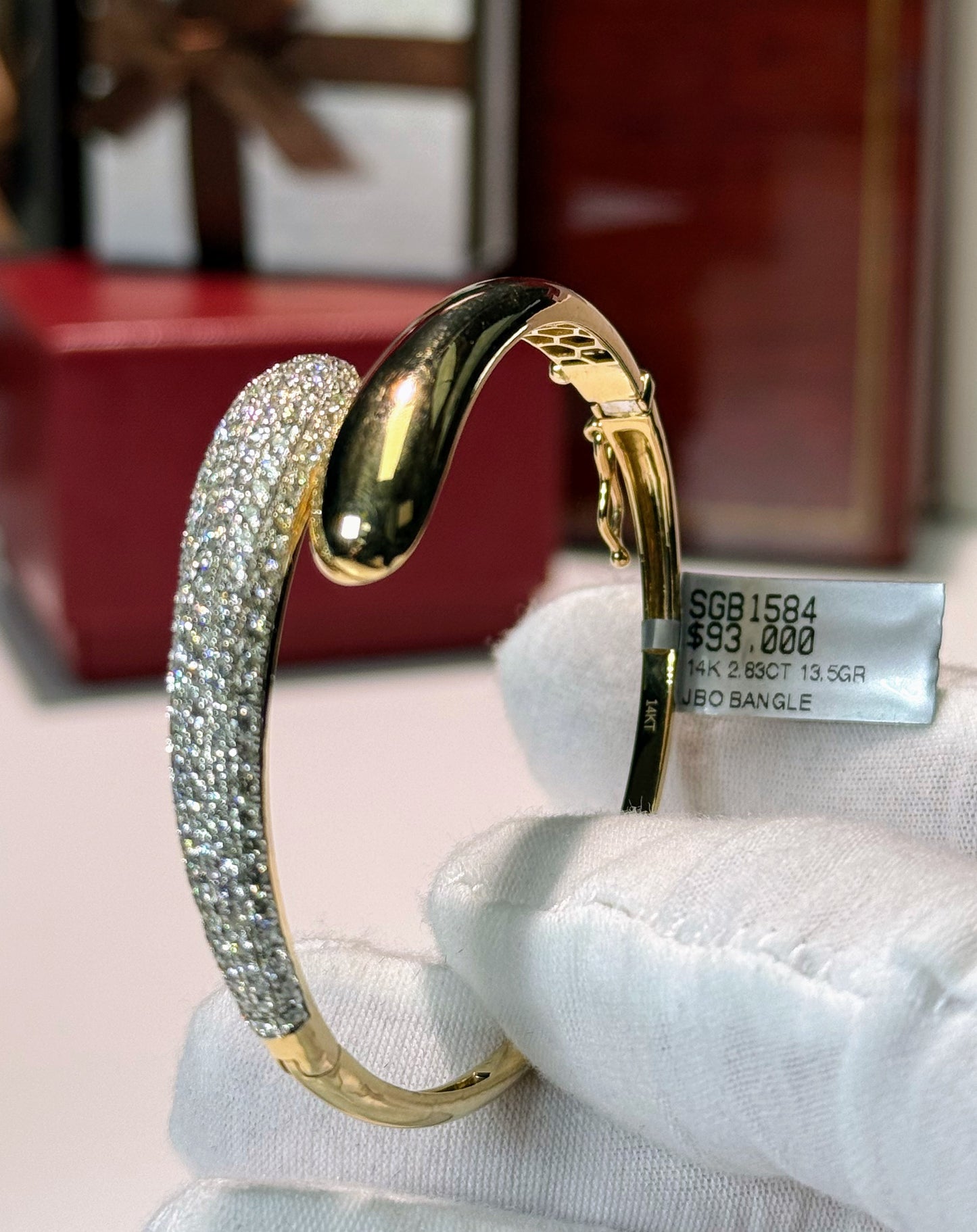 14k Yellow Gold Diamond Bypass Bangle