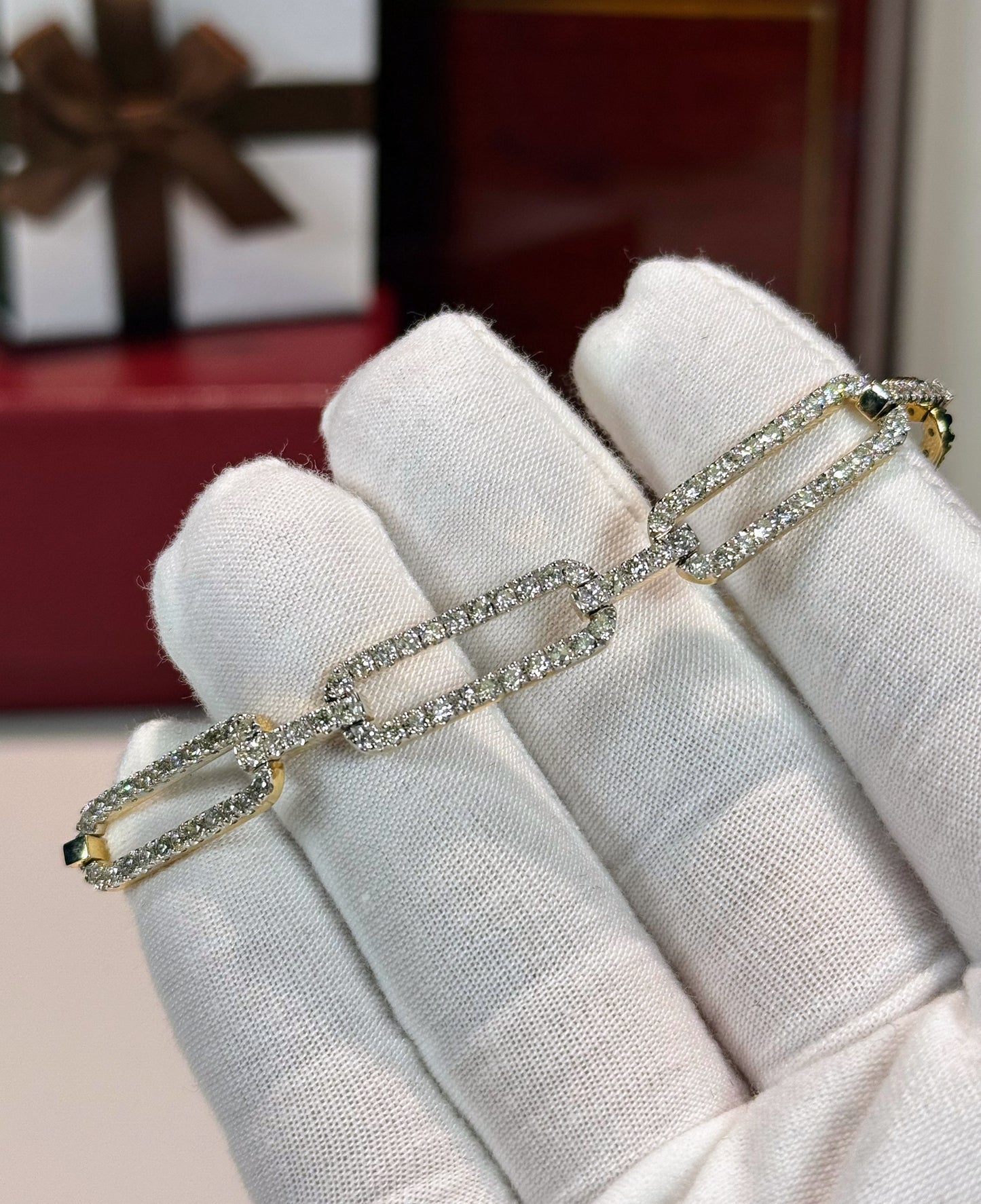 Diamond Links 14k Yellow Gold Bracelet