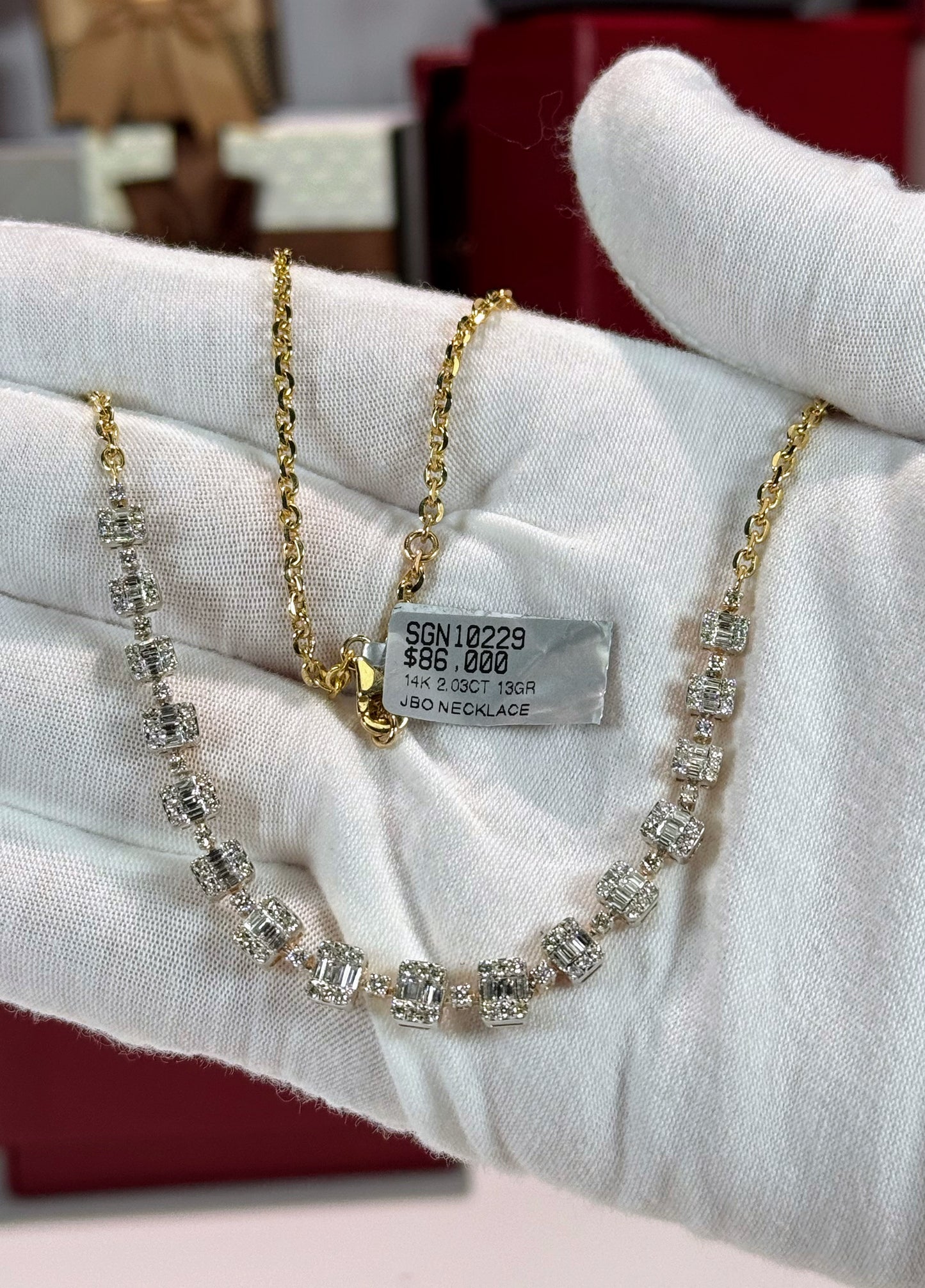 Baguette Diamond 14k Yellow Gold Necklace