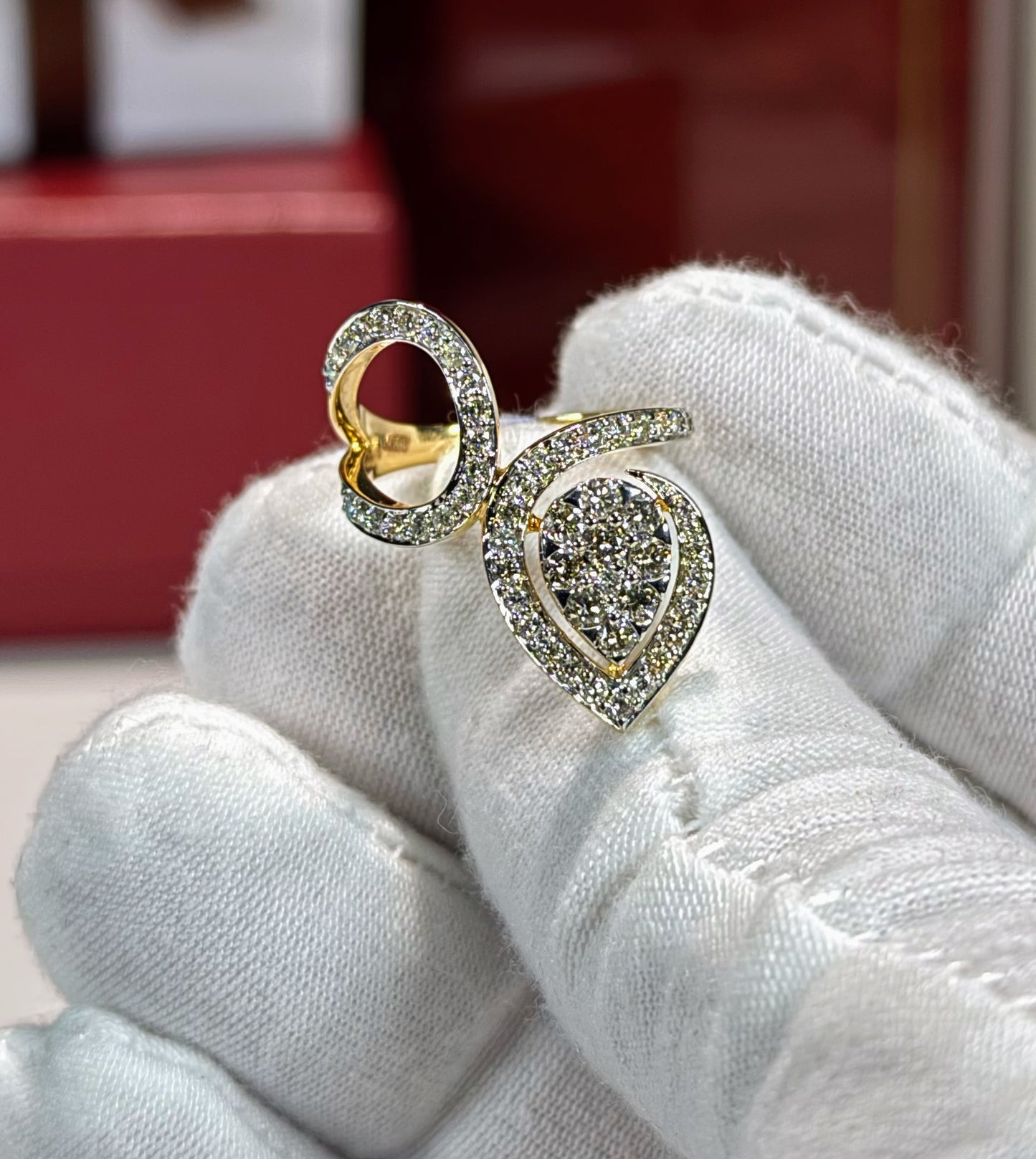 14k Yellow Gold Bypass Diamond Ring