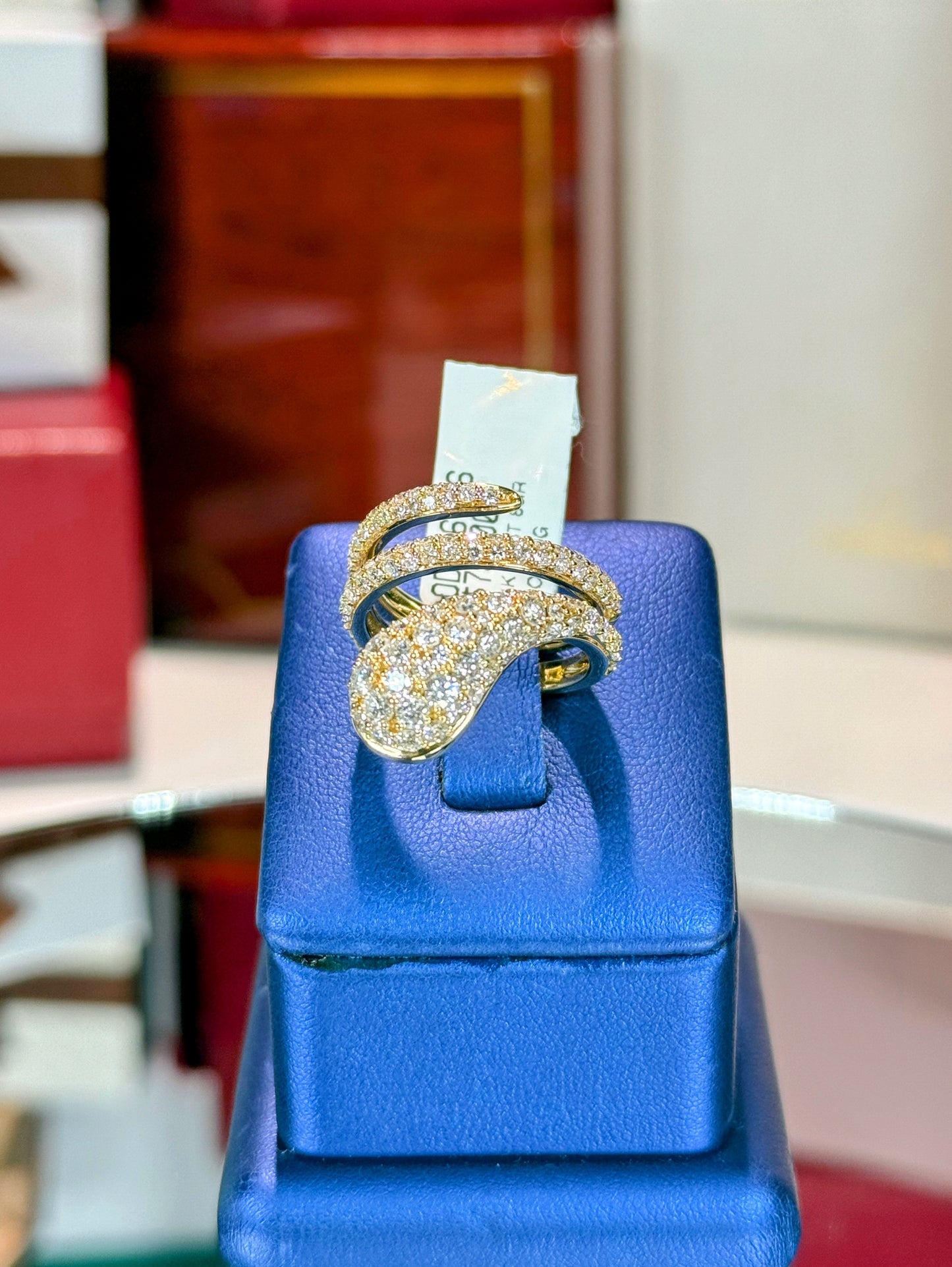 Diamond Snake Coil 14k Yellow Gold Ring