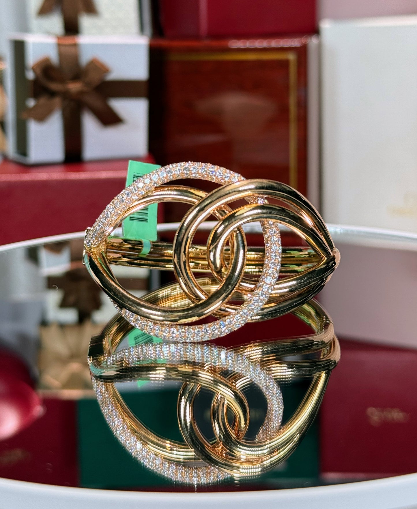 18k Rose Gold Entangled Diamond Bangle