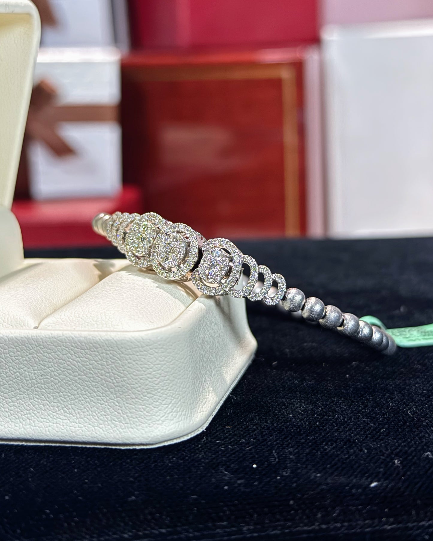 Oval Halo 18k White Gold Diamond Bracelet