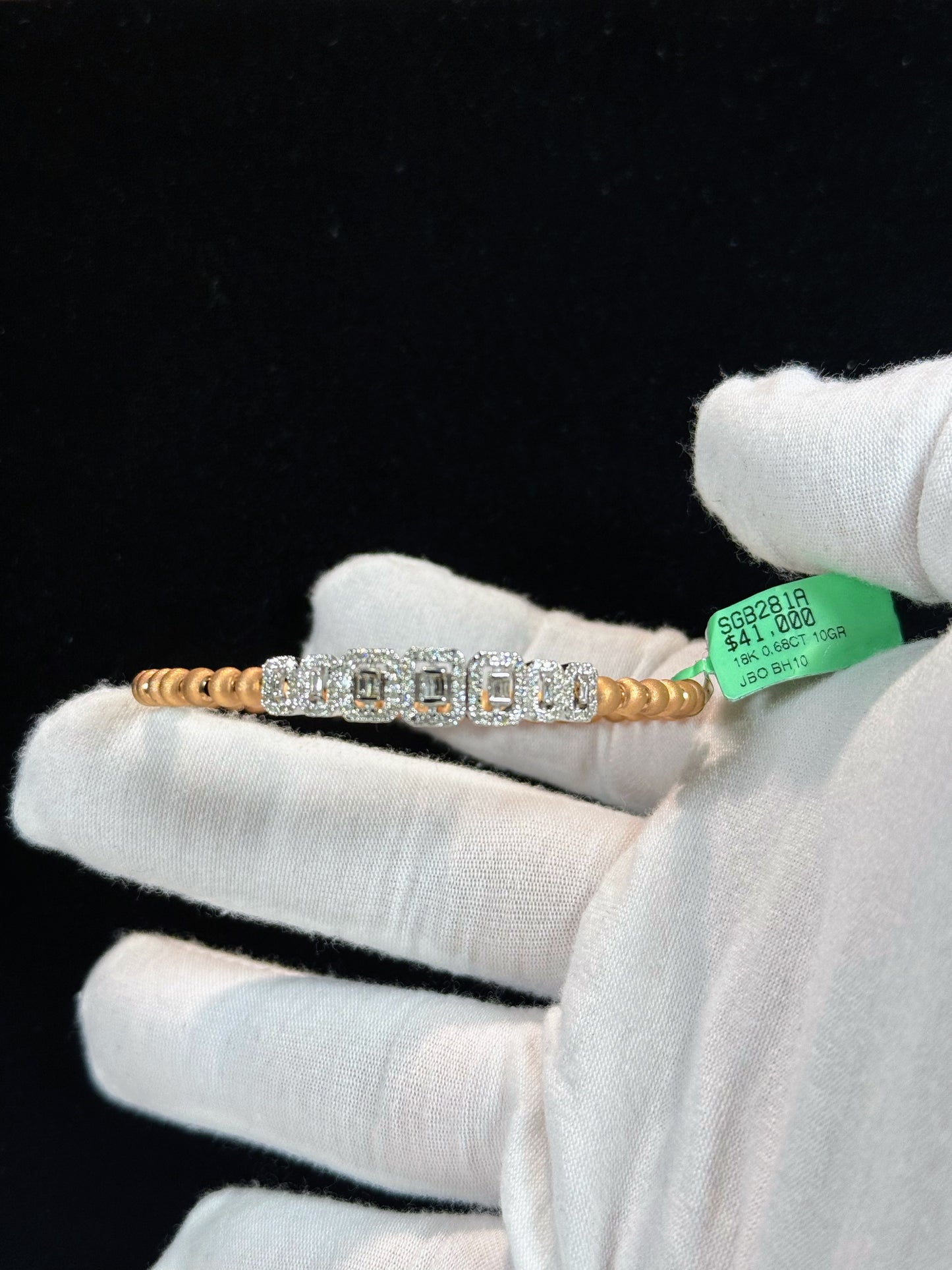 Baguette Halo 18k Rose Gold Diamond Bracelet