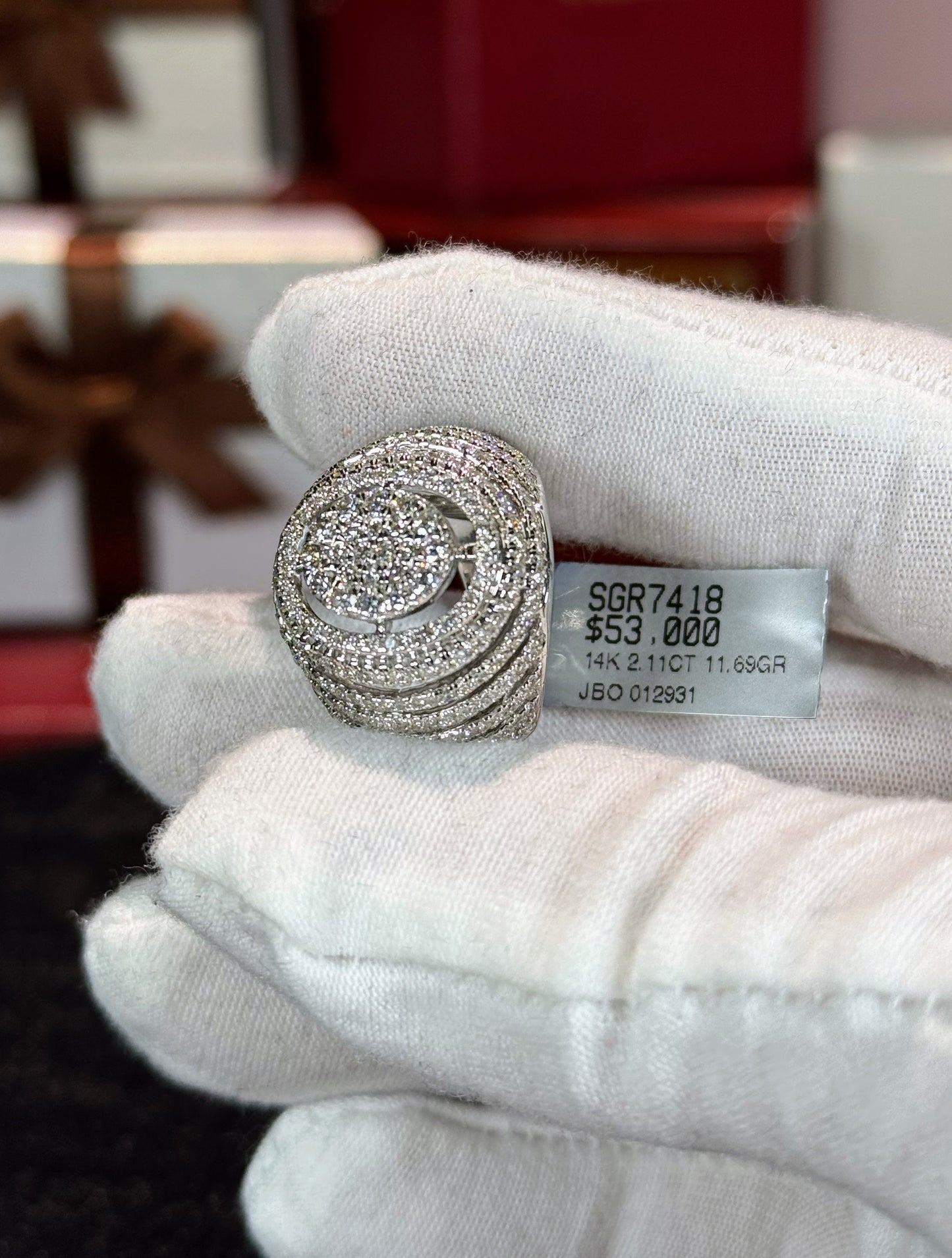 Concentric Rings 14k White Gold Diamond Ring
