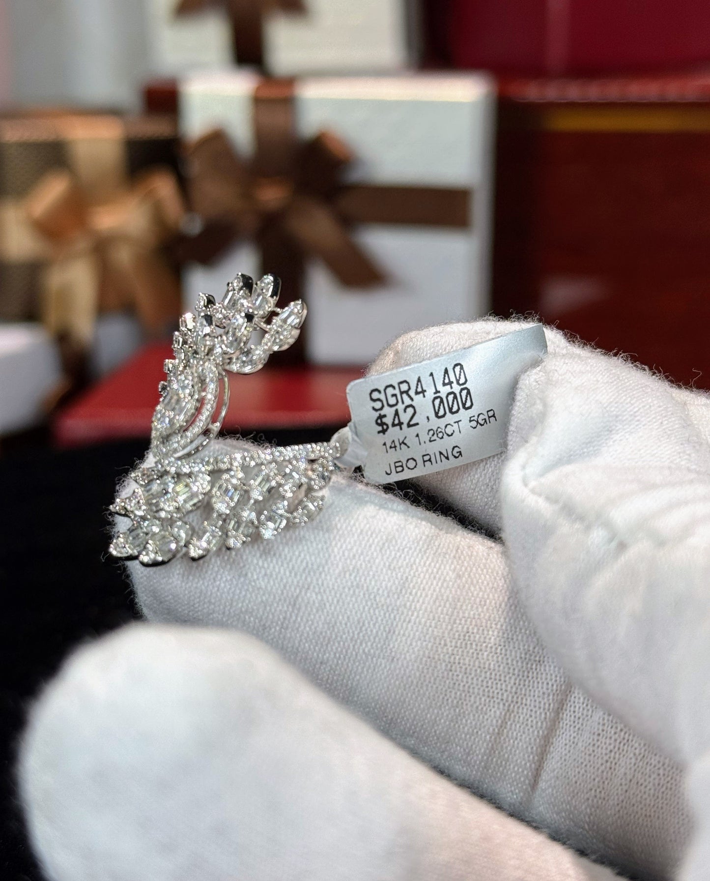 Marquise Double Wings 14k White Gold Diamond Ring