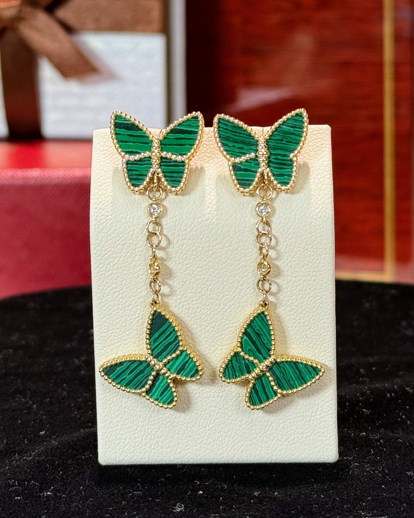 Van Cleef Inspired Butterfly Design 14k Yellow Gold Earrings