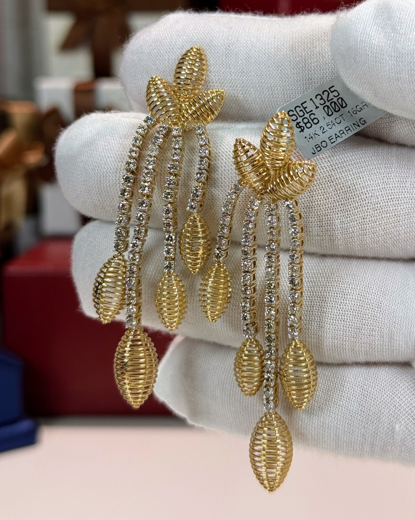Sweet Corn 14k Yellow Gold Diamond Earrings