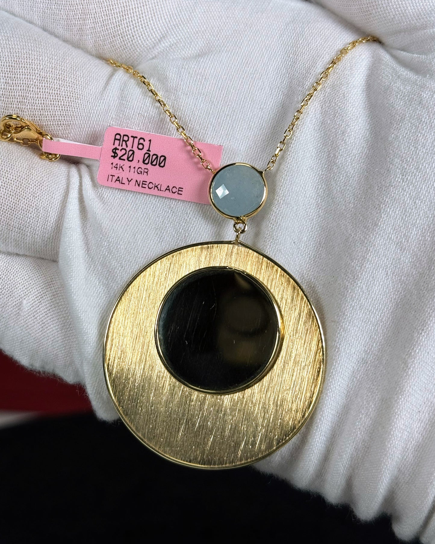 14k Yellow Gold Mirror Design Necklace